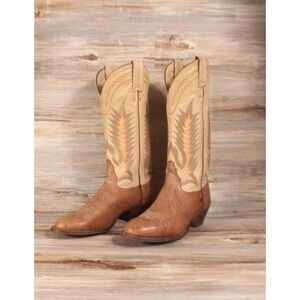 Tony Lama Vintage Tan Cream Leather Western Cowboy Boots 1618 L 6 M Womens